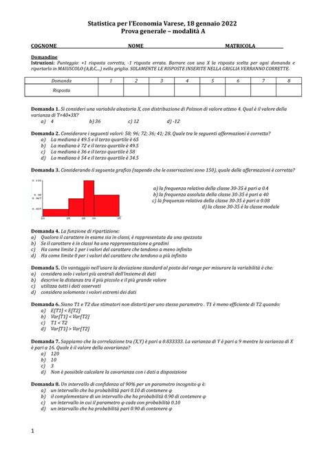 Esame Esercitazioni Statistica In Preparazione Agli Esami