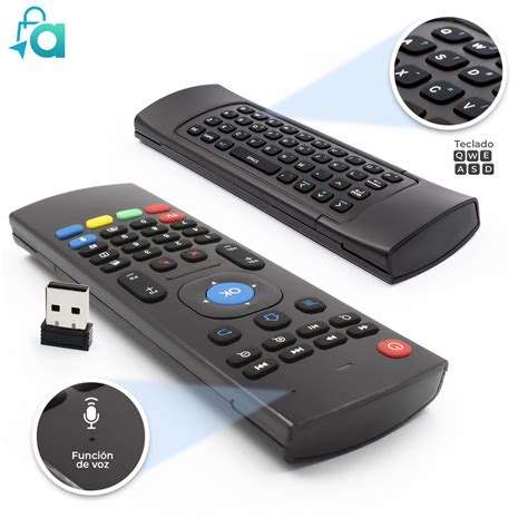 Air Mouse con Mini teclado Inalámbrico y Control de voz IR Giroscopio