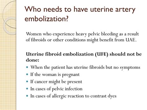 Ppt Uterine Artery Embolization Procedure Powerpoint Presentation