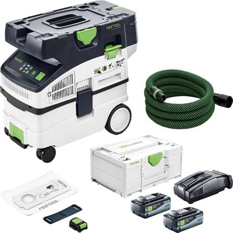 Festool Ctmc Midi Cordless 2x18v 15l M Class Dust Extractor 2x 8ah