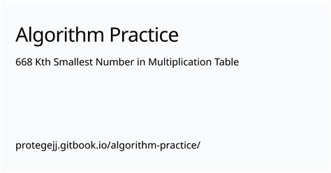 Kth Smallest Number In Multiplication Table Algorithm Practice