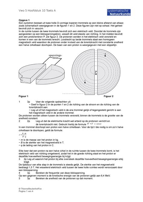 Vwo5H10oefentoets Oefentoets Hoofdstuk 11 V Natuurkunde VWO 5