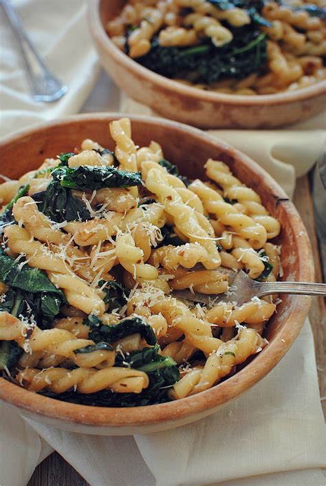 Gemelli Pasta With Garden Greens And Pine Nuts Bev Cooks