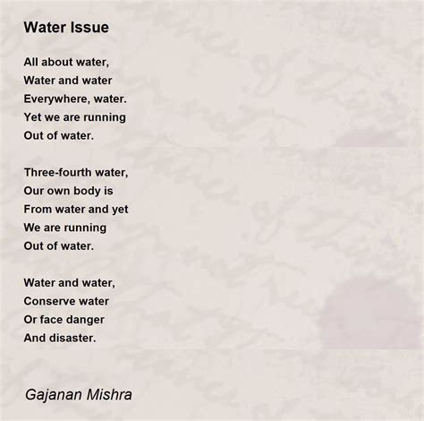 Water Issue Water Issue Poem By Gajanan Mishra