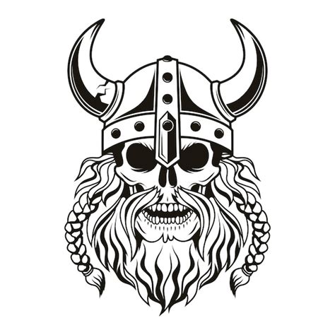 Premium Vector Viking Warrior Skull With Horned Helmet Vector