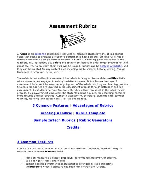 Assessment Rubrics Pdf Rubric Academic Educational Assessment