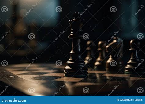 Chess Pieces on Chessboard, Dark Background. Generative AI Stock ...