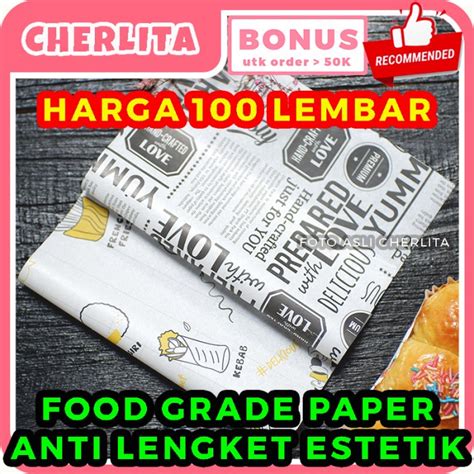 Jual KERTAS FOODGRADE BUNGKUS BURGER KEBAB NASI PAPER FOOD WRAP