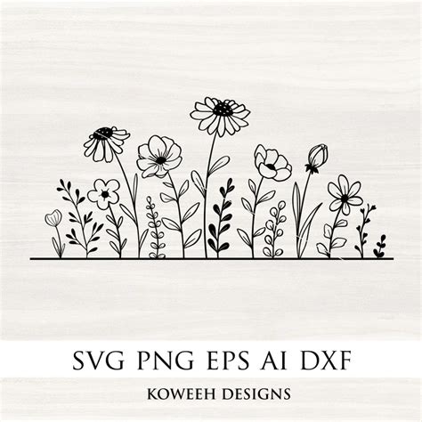 Borde De Flores Silvestres Svg Flores Silvestres Svg Marco De Flores