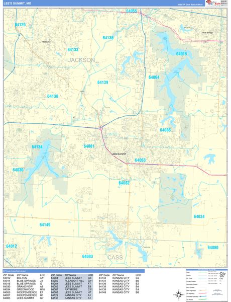 Lee's Summit Missouri Wall Map (Basic Style) by MarketMAPS - MapSales