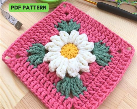 Granny Square Daisy Pattern Crochet Daisy Daisy Granny Etsy