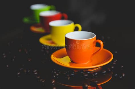 Colorful Espresso cups stock photo. Image of beverage - 18684946