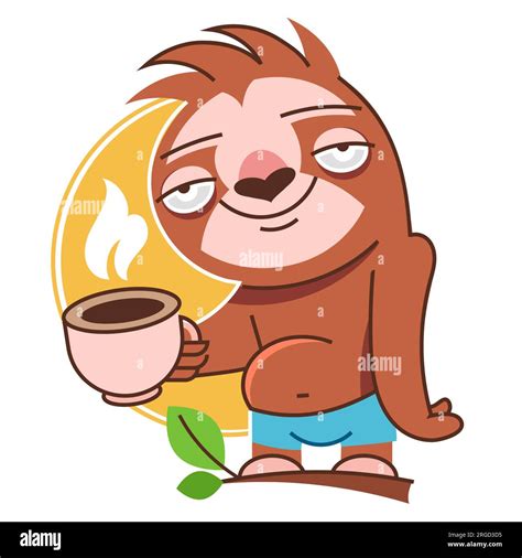 Cute Baby Sloth Vector Illustration Sleeping Animal Drink Icon Concept