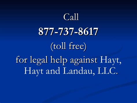 Stop Hayt, Hayt and Landau! Call 877-737-8617 for Legal Help.