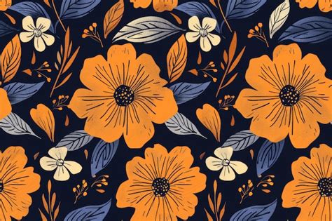 Whimsical Flower Medley Handdrawn Pattern For Fabrics Premium AI