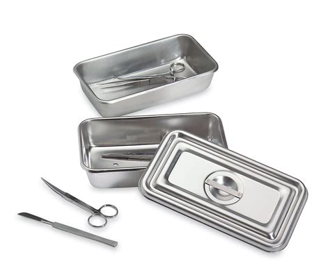 The Tech Med Instrument Tray With Lid Stainless Steel Construction