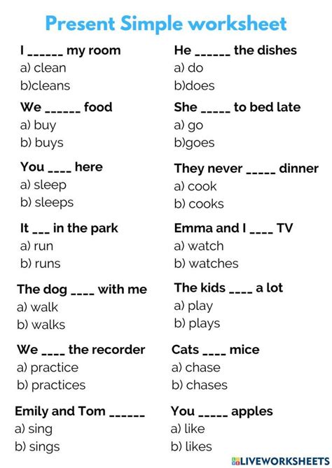 This Worksheet Helps Practising The Present Simple Positive Rules Kids