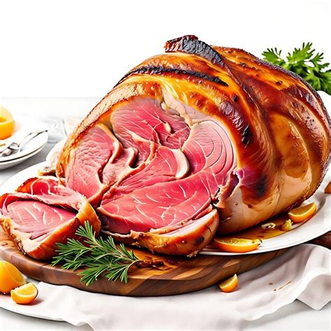 Premium AI Image Christmas Baked Roasted Glazed Ham On A Table Brown