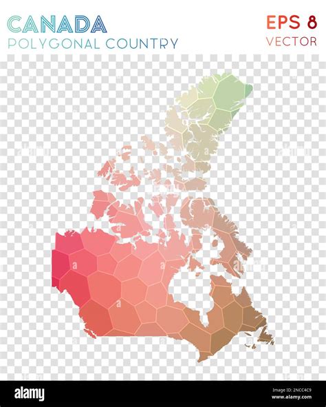 Canada Polygonal Map Mosaic Style Country Cute Low Poly Style Modern