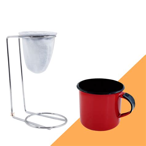 Kit Mini Coador de Café Caneca Vermelha Cobre Lux