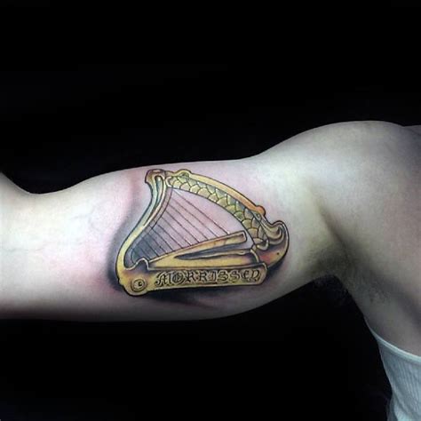 60 Harp Tattoo Designs for Men [2023 Inspiration Guide]