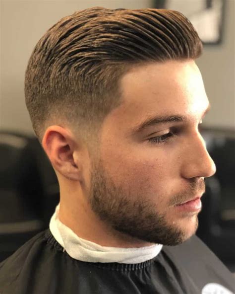 Mens Side Swept Fringe Hairstyle With Low Taper Fade Mens Haircuts