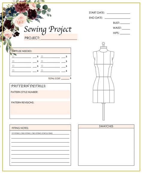 Sewing Project Planner Etsy Uk