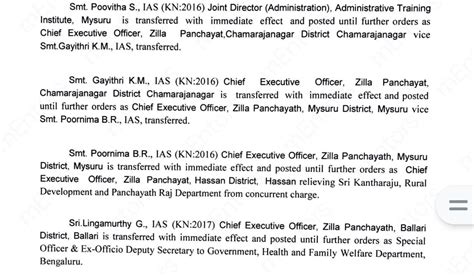 Transfer Order Of Ias Officers Mahitiguru