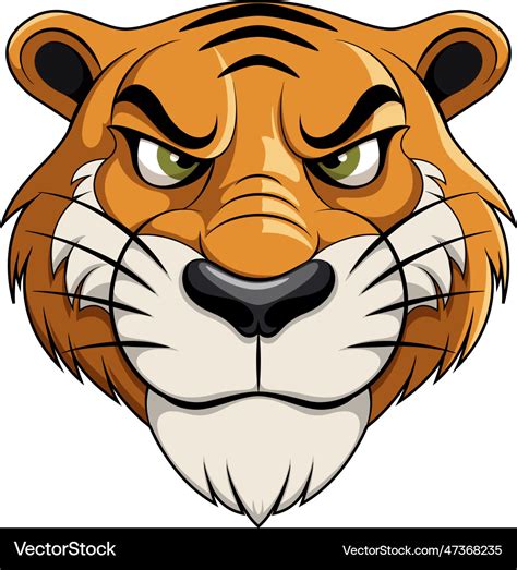 Tiger face cartoon character Royalty Free Vector Image