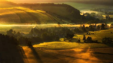 Sfondi Luce Del Sole Alberi Paesaggio Tramonto Villaggi Collina