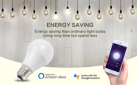 Smart Light Bulbs WiFi LED Bulb globe Voice & Remote Control Dimmable ...