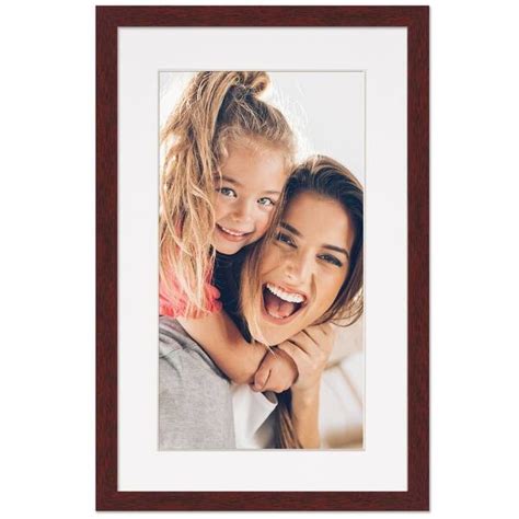 12x22 Frame with Mat - Brown 14x24 Frame Wood Made to Display Print or Poster Measuring 12 x 22 ...