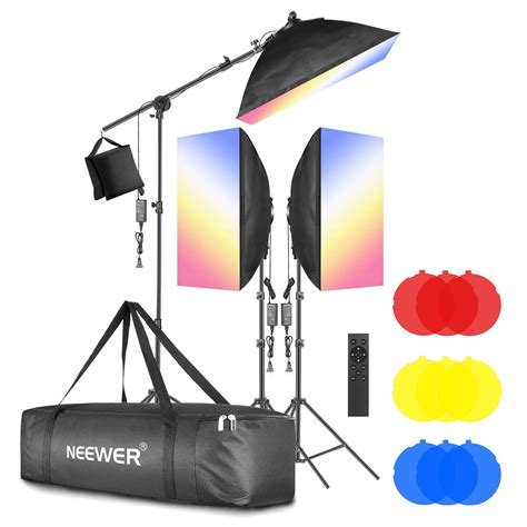 Kit de iluminación de LED de Neewer Softbox 2 4G remoto con filtro de