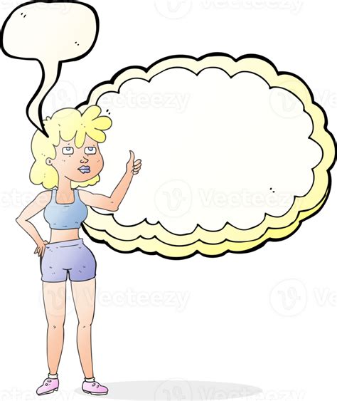 Hand Drawn Speech Bubble Cartoon Gym Woman 45110127 Png