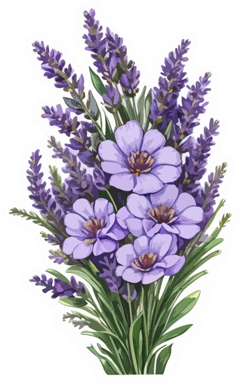 lavanda flor ramo de flores dibujos animados con ai generativo 27765372 PNG