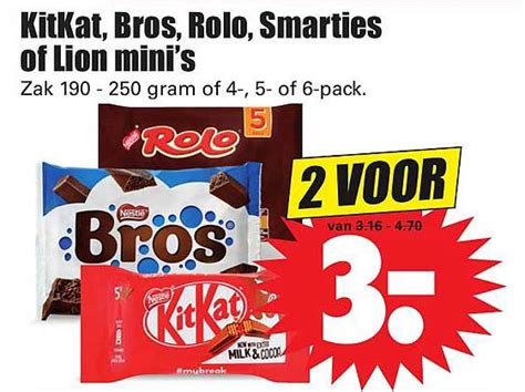 Kitkat Bros Rolo Smarties Of Lion Mini S Aanbieding Bij Dirk