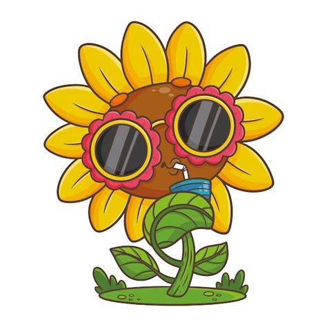 Ilustración de dibujos animados de girasol dibujado a mano Vector Gratis