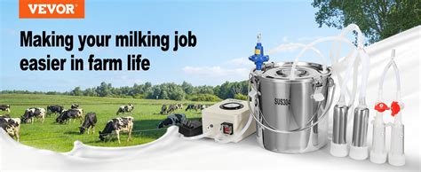 Vevor Goat Milking Machine L Stainless Steel Bucket Electric