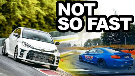 M2 bullies GR Yaris on the Nürburgring straights Get s smashed in the