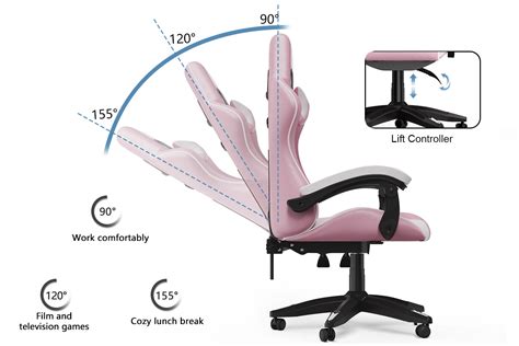 Gaming Chair Ergonomic Design with Headrest and Lumbar Pillow Rotatabl ...