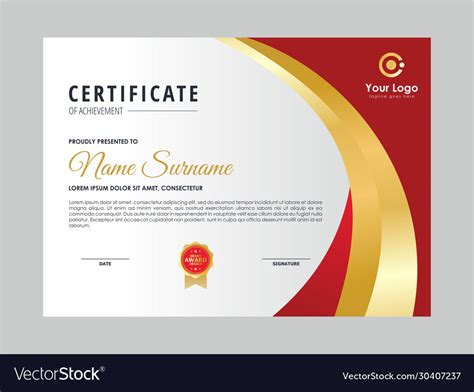 Abstract Elegant Curve Luxury Red Gold Certificate