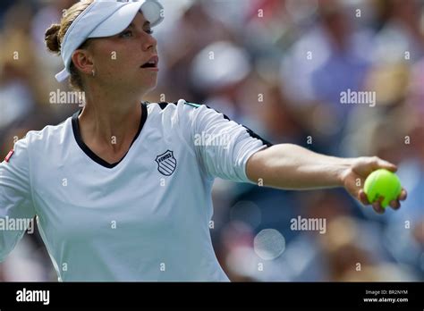 Vera Zvonareva RUS Competing At The 2010 US Open Tennis Stock Photo