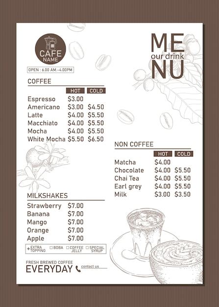 Premium Vector Coffee Shop Menu Template Vectors