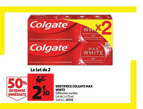 Promo Dentifrice Colgate Max White Différentes Variétés Lot De 2 50 De