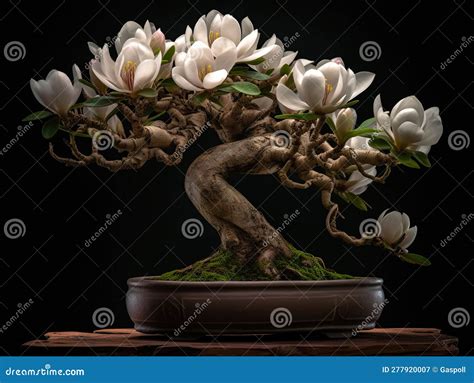 An Exquisite Bonsai Magnolia Tree Extremely Detailed Perfect Flowers