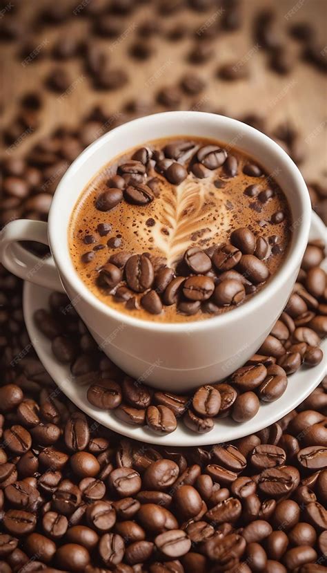 Premium Photo | Delicious coffee beans and cup art wallpaper