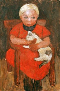 Modersohn Becker Sitzendes Bauernkind Mit Katze Kunstdruck Leinwandbild