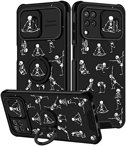 Goocrux 2in1 For Samsung Galaxy A12 Case Skull Cute Phone Cover Skeleton Yoga Horror Design