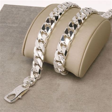 Sterling Silver 11mm Chunky Curb Chain In Gift Box