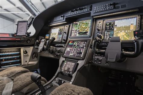 Aircraft Interior, View into the Cockpit of a Modern Turboprop Aircraft ...